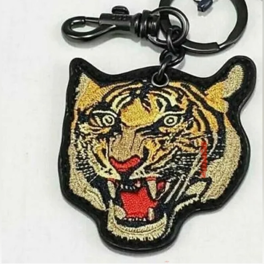 Polo Ralph Lauren Tiger Embroidered Leather Key Fob Key Chain
